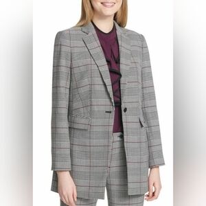 Calvin Klein Gray Plaid Blazer Jacket